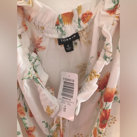 Torrid sz 4 Maxi Washable Gauze Off Shoulder Split Skirt Set NWT - Picture 5 of 8